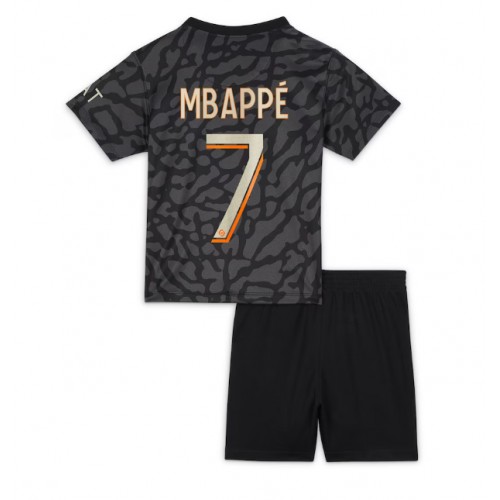 Dětský fotbalový dres Paris Saint-Germain Kylian Mbappe #7 2023-24 Třetí Krátký Rukáv (+ trenýrky)